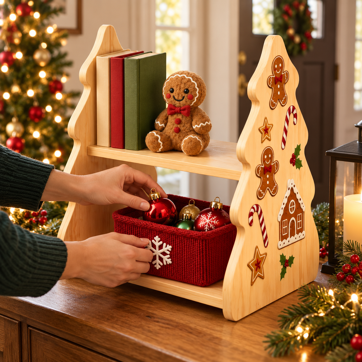 🎄 Christmas Display | Wooden Desktop | Families | Festive Candy Stand