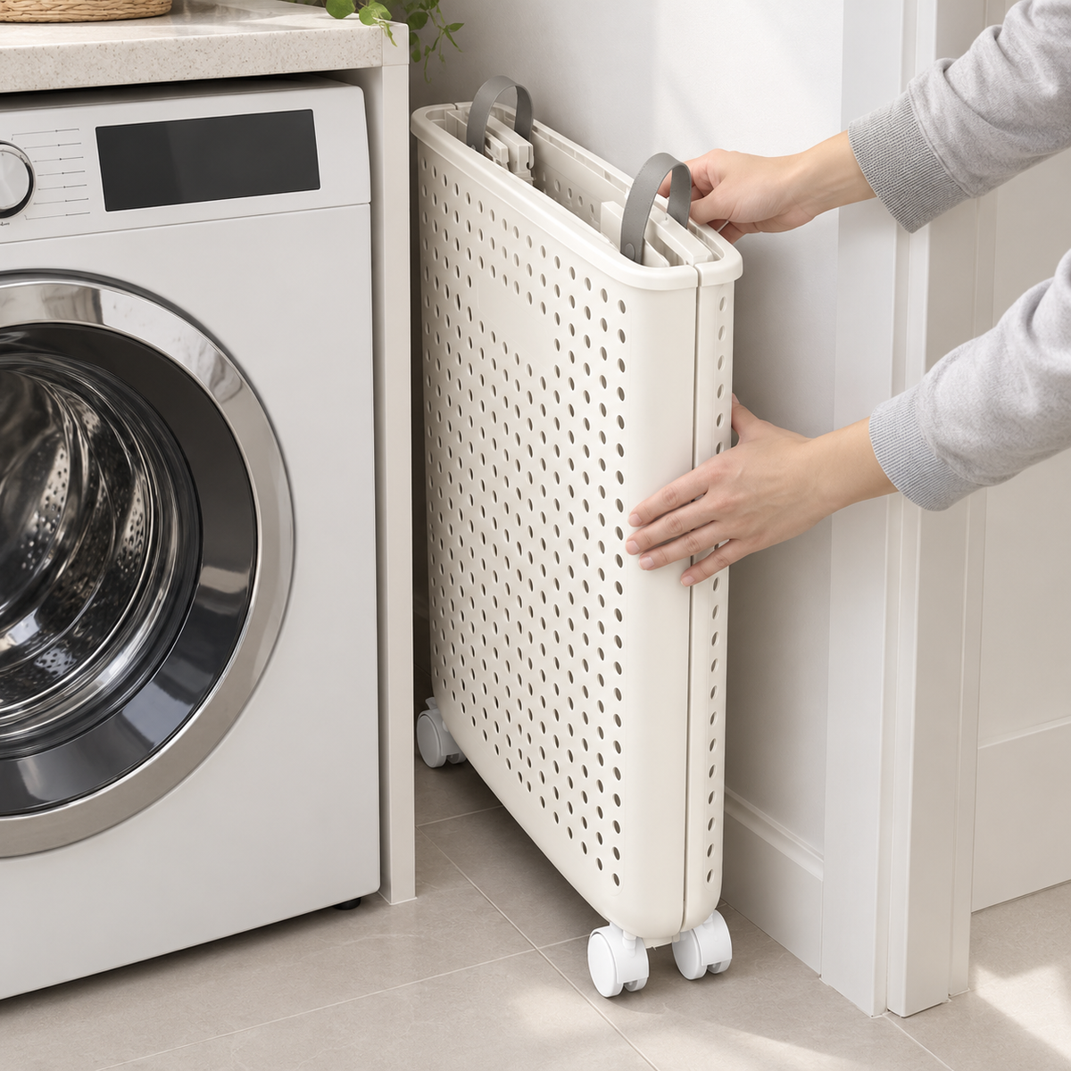 đź§ş Laundry Hamper | Ventilated Plastic Bedroom | Families Rolling Foldable