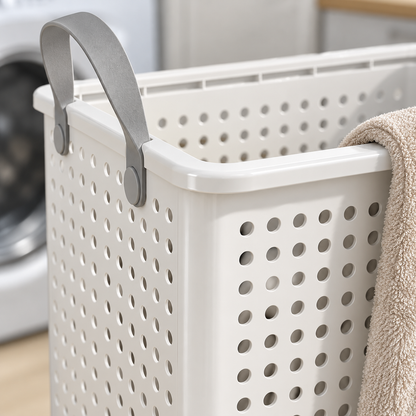 🧺 Laundry Hamper | Ventilated Plastic Bedroom | Families Rolling Foldable