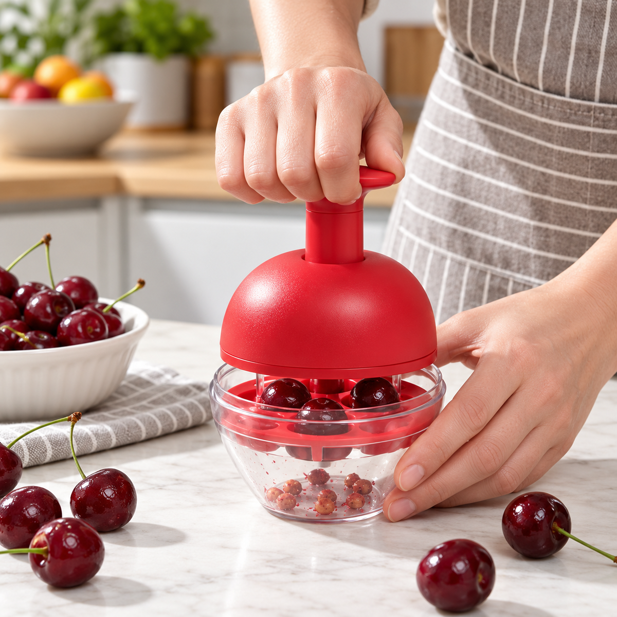 🍒 Cherry Pitter | Plastic Kitchen | Families Quick Four-Hole Press