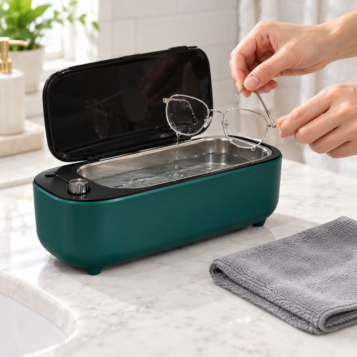 🧼 Ultrasonic Cleaner | Stainless Steel Vanity | Families Compact Hygiene