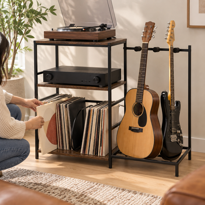 🎵 Record Storage | Wood Metal Livingroom | Collectors Display Stand