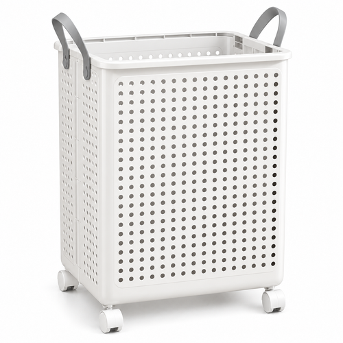 🧺 Laundry Hamper | Ventilated Plastic Bedroom | Families Rolling Foldable