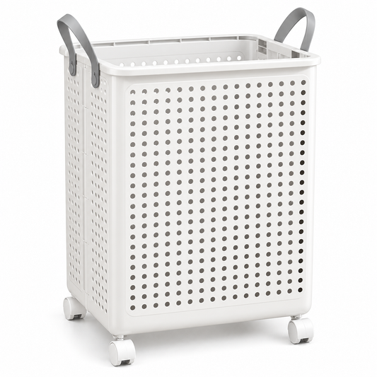 🧺 Laundry Hamper | Ventilated Plastic Bedroom | Families Rolling Foldable
