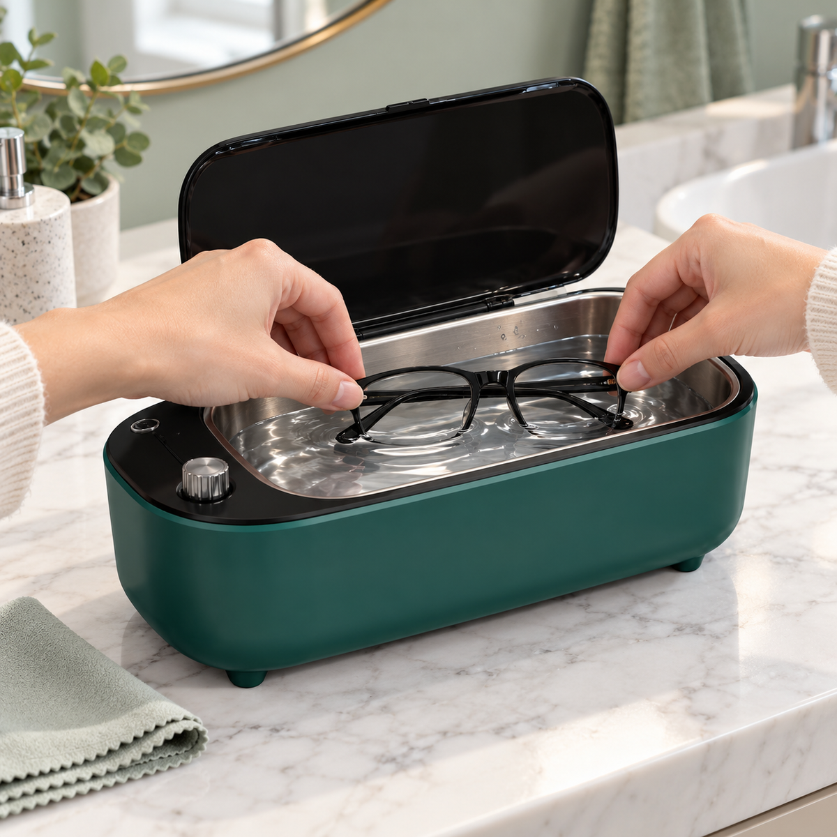 🧼 Ultrasonic Cleaner | Stainless Steel Vanity | Families Compact Hygiene