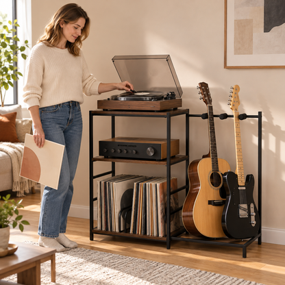 🎵 Record Storage | Wood Metal Livingroom | Collectors Display Stand
