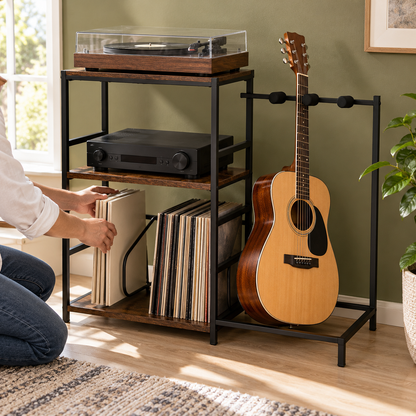 🎵 Record Storage | Wood Metal Livingroom | Collectors Display Stand