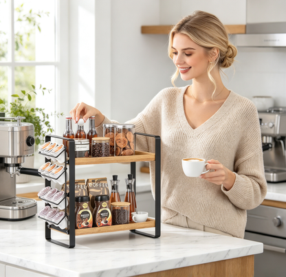 ☕ Coffee Station | Iron Wood Kitchen | Hosts Tiered Storage