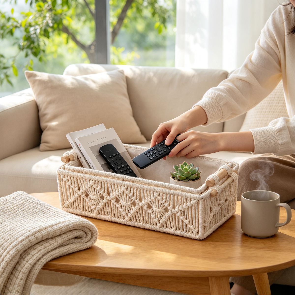 🧶 Storage Basket | Cotton Rope Desktop | Families | Boho Texture