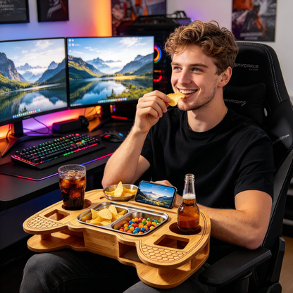 🎮 Snack Tray | Bamboo Steel Sofa | Gamers | Controller-Shaped Organizer