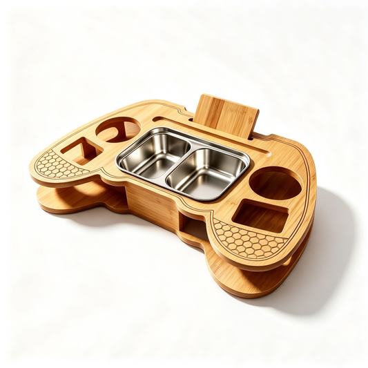 🎮 Snack Tray | Bamboo Steel Sofa | Gamers | Controller-Shaped Organizer