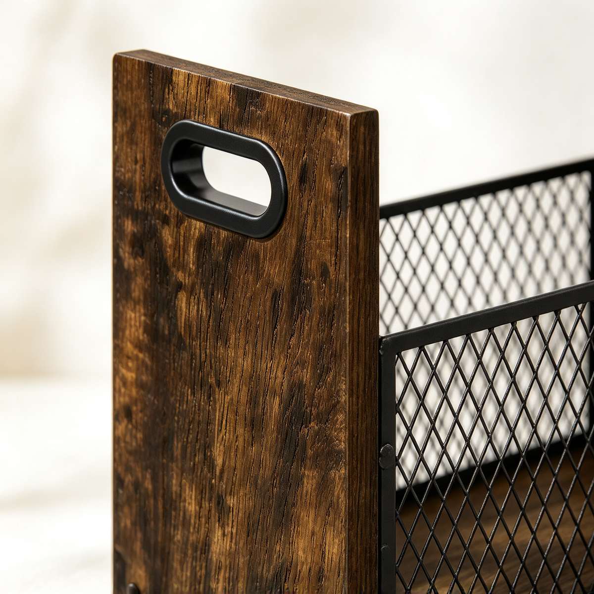 📰 Magazine Rack | Wood Metal Livingroom | Readers Rustic Storage