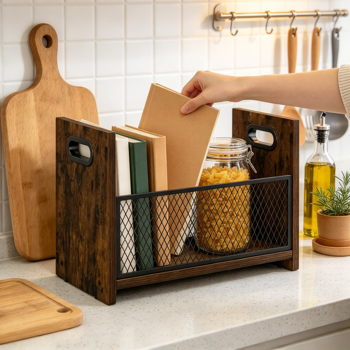 📰 Magazine Rack | Wood Metal Livingroom | Readers Rustic Storage