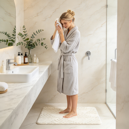 🛁 Bath Mat | Plush Jacquard Bathroom | Families Soft Absorbency