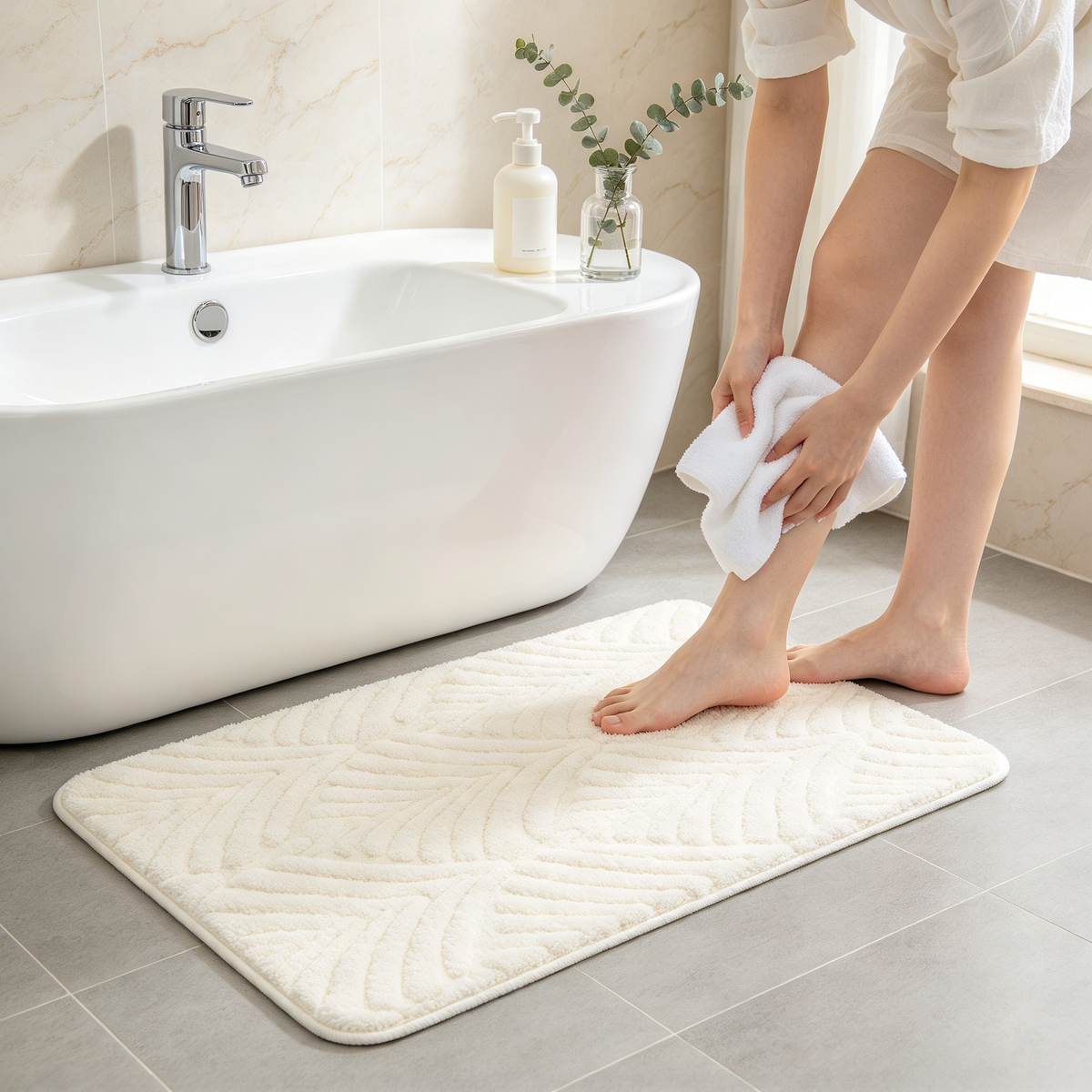 🛁 Bath Mat | Plush Jacquard Bathroom | Families Soft Absorbency