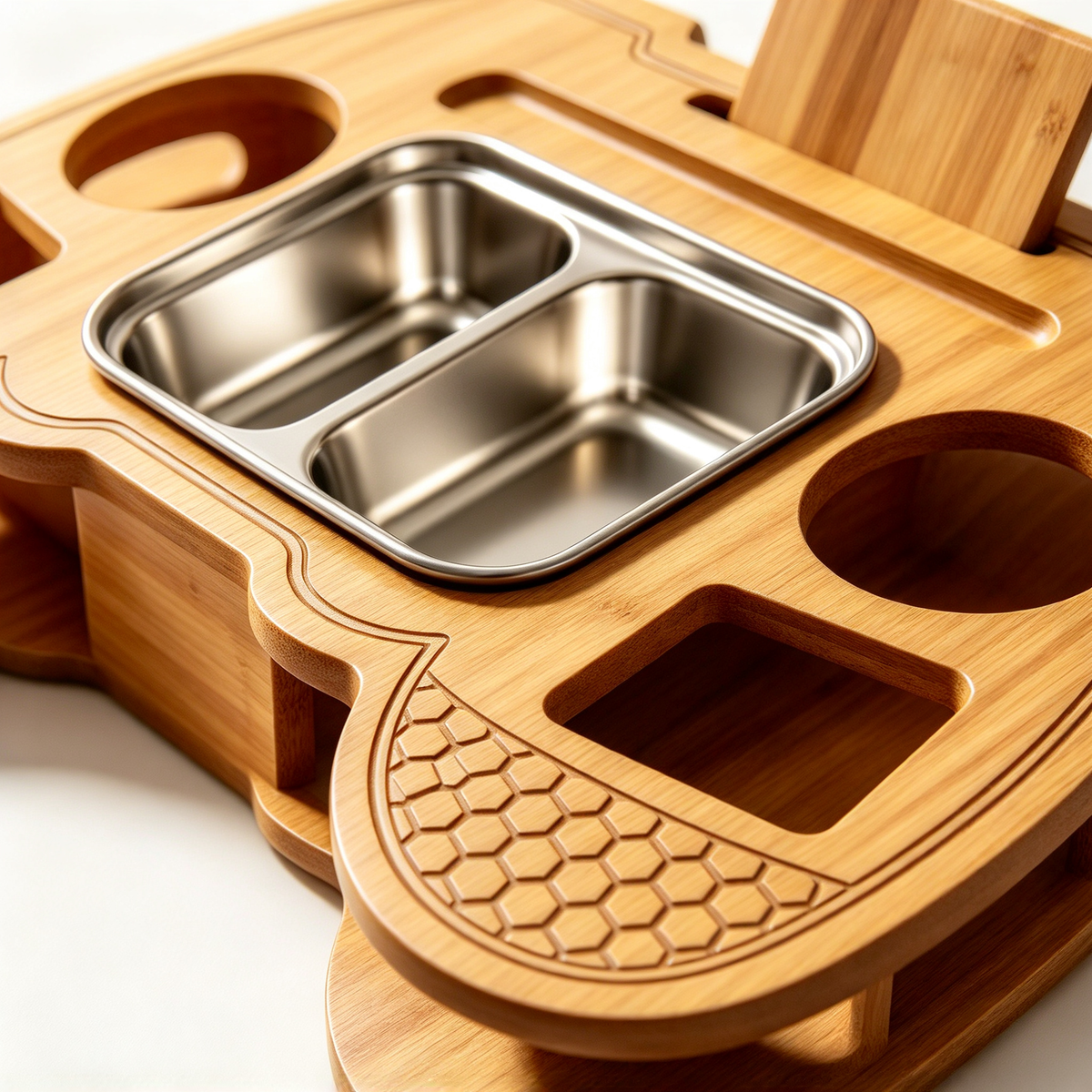 🎮 Snack Tray | Bamboo Steel Sofa | Gamers | Controller-Shaped Organizer
