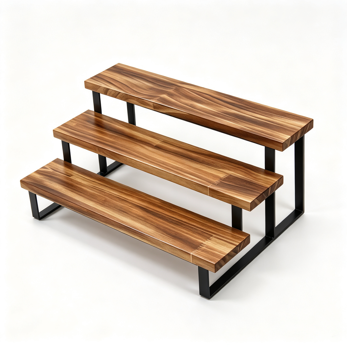 🪜 Display Stand | Wood Metal Desktop | Collectors Tiered Showcase