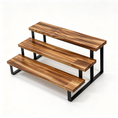 🪜 Display Stand | Wood Metal Desktop | Collectors Tiered Showcase