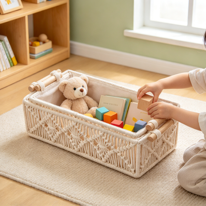 🧶 Storage Basket | Cotton Rope Desktop | Families | Boho Texture