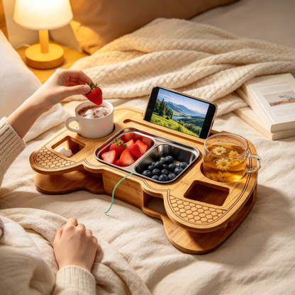 🎮 Snack Tray | Bamboo Steel Sofa | Gamers | Controller-Shaped Organizer